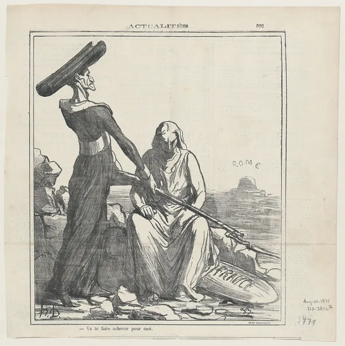 Framed Print : Va te faire achever pour moi, 1871. Creator: Honore Daumier Framed Print : Va te faire achever pour moi, 1871. Creator: Honore Daumier