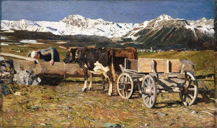 Framed Print : Vacche aggiogate (Cows at the Watering Place), 1888 Framed Print : Vacche aggiogate (Cows at the Watering Place), 1888
