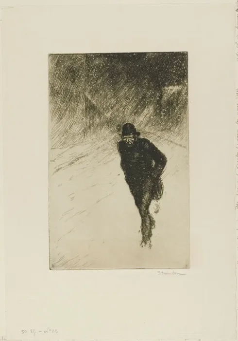 Framed Print : Vagabond in the Snow, 1902. Creator: Theophile Alexandre Steinlen Framed Print : Vagabond in the Snow, 1902. Creator: Theophile Alexandre Steinlen