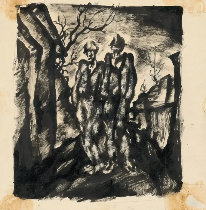 Framed Print : Two vagabonds, 1924-1927. Creator: Konstantin Bauer Framed Print : Two vagabonds, 1924-1927. Creator: Konstantin Bauer