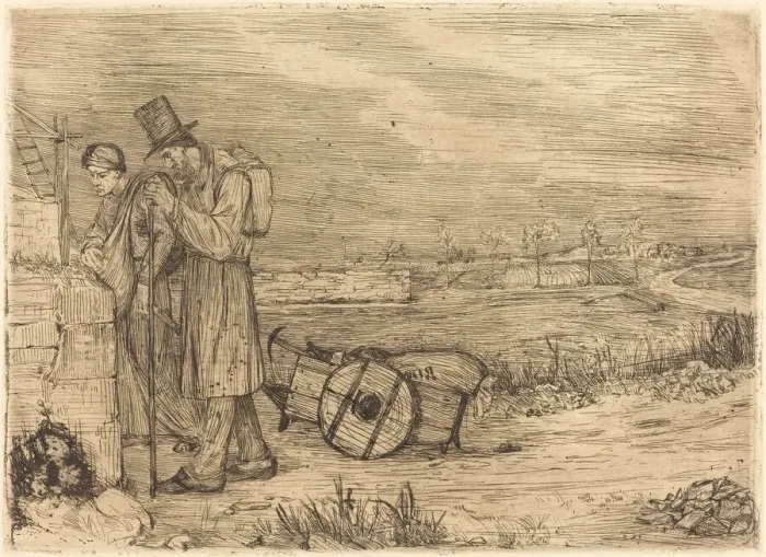 Framed Print : Vagabonds of Montrouge (Les vagabonds de Montrouge). Creator: Alphonse Legros Framed Print : Vagabonds of Montrouge (Les vagabonds de Montrouge). Creator: Alphonse Legros