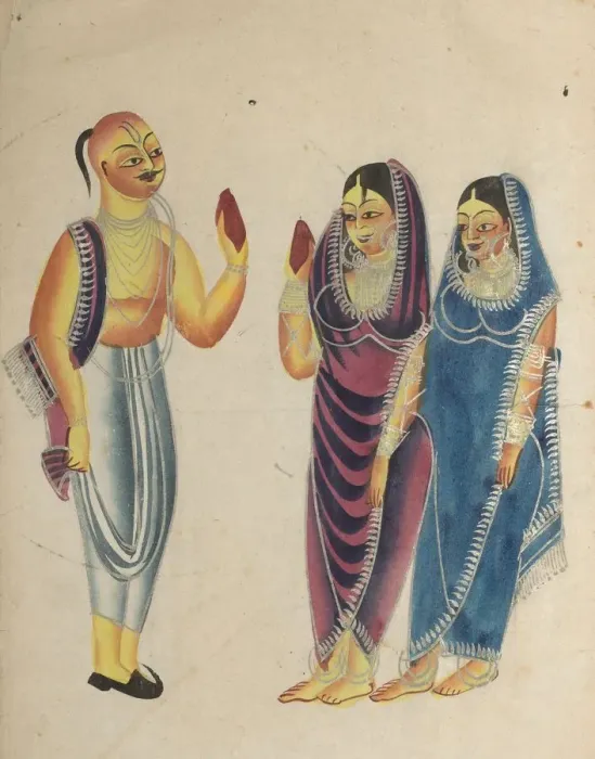 Framed Print : Vaishnava Devotee with Two Women, 1800s. Creator: Unknown Framed Print : Vaishnava Devotee with Two Women, 1800s. Creator: Unknown