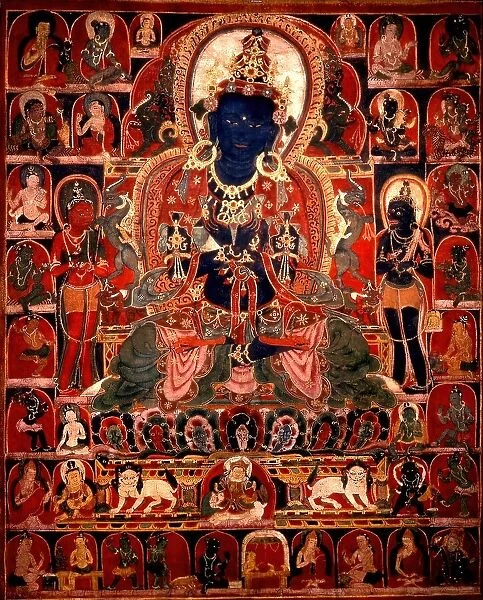 Vajradhara with Mahasiddhas, c1400. Creator: Unknown