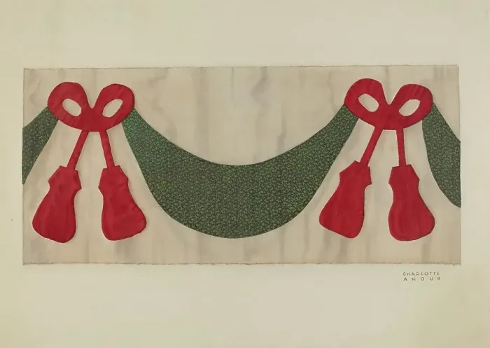 Framed Print : Valance for Tester, c. 1940. Creator: Charlotte Angus Framed Print : Valance for Tester, c. 1940. Creator: Charlotte Angus