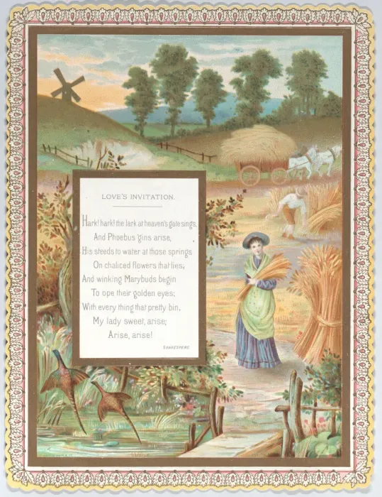 Framed Print : Valentine, ca. 1875. Creator: Catherine Greenaway Framed Print : Valentine, ca. 1875. Creator: Catherine Greenaway