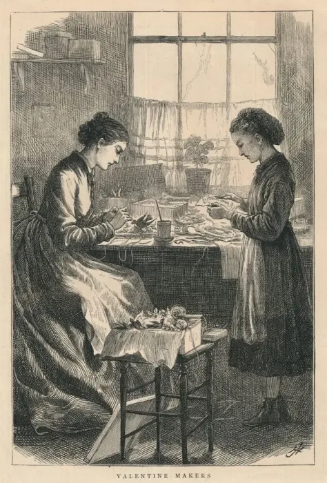 Framed Print : Valentine Makers, 1875. Creator: H Johnson Framed Print : Valentine Makers, 1875. Creator: H Johnson