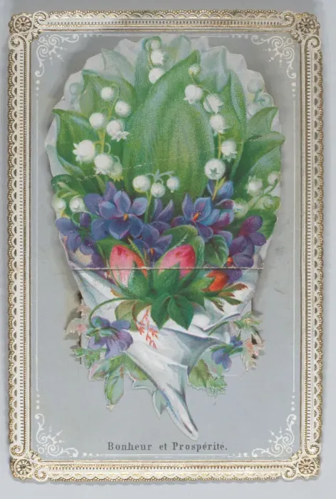 Framed Print : Valentine - Mechanical bouquet, baby boy bunting, ca. 1875. ca. 1875. Creator: Anon Framed Print : Valentine - Mechanical bouquet, baby boy bunting, ca. 1875. ca. 1875. Creator: Anon