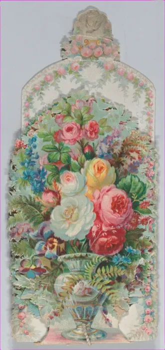 Framed Print : Valentine - Mechanical -- a decorated armoire (chest), ca. 1875. ca. 1875. Creator: Anon Framed Print : Valentine - Mechanical -- a decorated armoire (chest), ca. 1875. ca. 1875. Creator: Anon