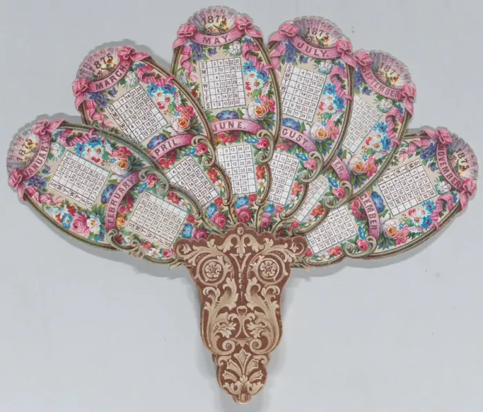 Framed Print : Valentine - Mechanical - elaborate fan dated 1875, 1875. 1875. Creator: Anon Framed Print : Valentine - Mechanical - elaborate fan dated 1875, 1875. 1875. Creator: Anon