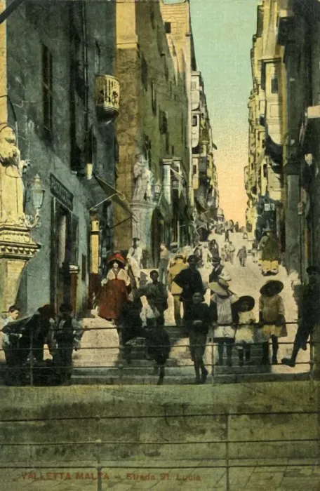 Framed Print : Valetta, Malta - Strada St. Lucia, c1918-c1939. Creator: Unknown Framed Print : Valetta, Malta - Strada St. Lucia, c1918-c1939. Creator: Unknown