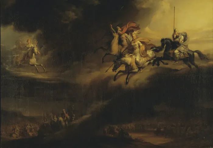 Framed Print : Valkyries Riding into Battle, mid-19th century. Creator: Johan Gustaf Sandberg Framed Print : Valkyries Riding into Battle, mid-19th century. Creator: Johan Gustaf Sandberg