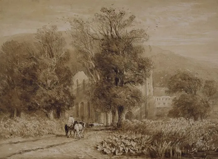Framed Print : Valle Crucis Abbey, Llangollen [undated], c1830s. Creator: David Cox the Elder
