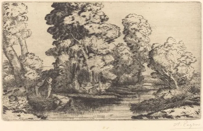 Framed Print : Valley in Bourgogne (Une vallee en Bourgogne). Creator: Alphonse Legros Framed Print : Valley in Bourgogne (Une vallee en Bourgogne). Creator: Alphonse Legros