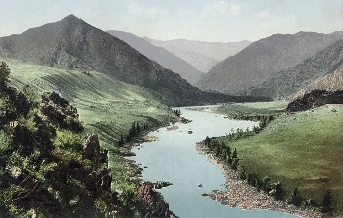 Framed Print : Valley of the Katun River near the Confluence of the Togus-Kan River, 1911-1913. Creator: Sergei Ivanovich Borisov Framed Print : Valley of the Katun River near the Confluence of the Togus-Kan River, 1911-1913. Creator: Sergei Ivanovich Borisov