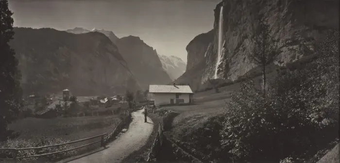 Framed Print : Valley of Lauterbrunnen, Switzerland (from the album Charbons de Braun- vues prises Framed Print : Valley of Lauterbrunnen, Switzerland (from the album Charbons de Braun- vues prises