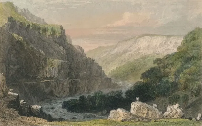 Framed Print : Valley of Linmouth, North Devon, c1830. Creator: Joseph Clayton Bentley Framed Print : Valley of Linmouth, North Devon, c1830. Creator: Joseph Clayton Bentley