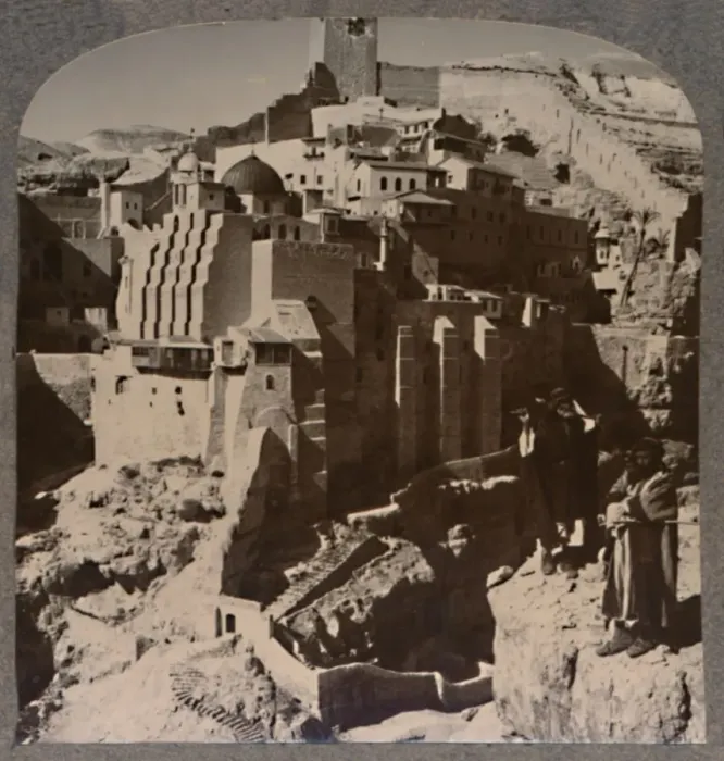 Framed Print : Valley of Mar Saba and Convent, from Brook Kedron, c1900 Framed Print : Valley of Mar Saba and Convent, from Brook Kedron, c1900