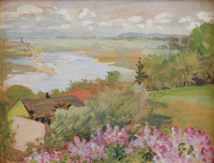 Framed Print : Valley of the Vistula from Zwierzyniec, 1905. Creator: Jacek Malczewski