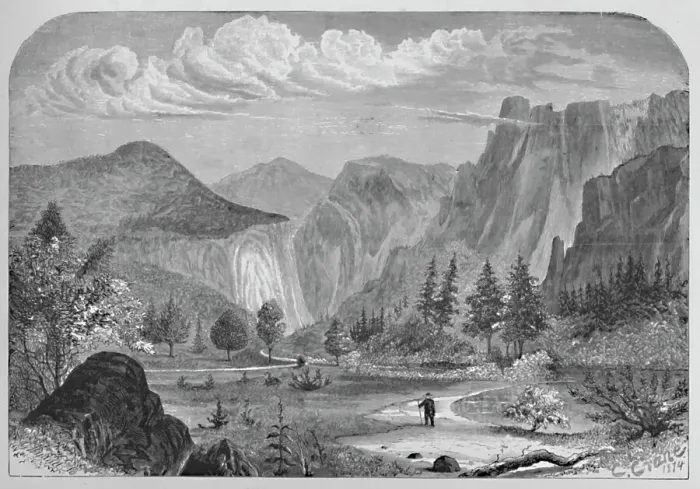 Framed Print : The Valley of the Yosemite, 1874, (1883). Artist: C Crane Framed Print : The Valley of the Yosemite, 1874, (1883). Artist: C Crane