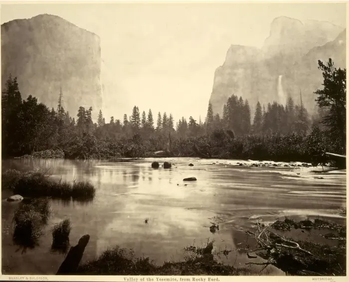 Framed Print : Valley of the Yosemite, from Rocky Ford, 1872. Creator: Eadweard J. Muybridge (American Framed Print : Valley of the Yosemite, from Rocky Ford, 1872. Creator: Eadweard J. Muybridge (American