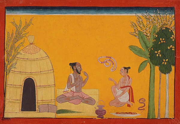Valmiki Reciting the Ramayana to His Pupil Bharadvaja... between c1700 and c1710. Creator: Unknown