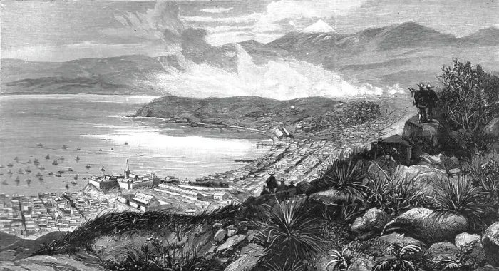 Framed Print : Valparaiso, Chile, from the Hills South-East of the City, 1891. Creator: Unknown Framed Print : Valparaiso, Chile, from the Hills South-East of the City, 1891. Creator: Unknown