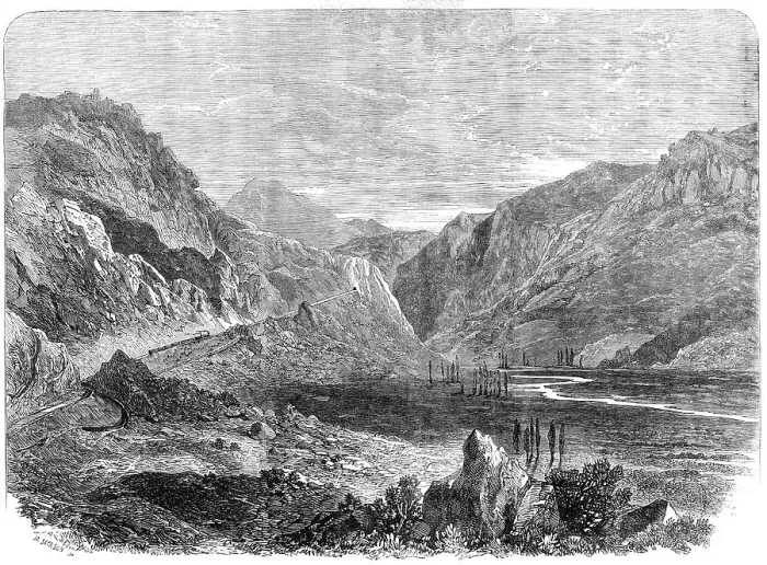 Framed Print : The Valparaiso and Santiago Railway: the Tabon Incline, 1864. Creator: Mason Jackson Framed Print : The Valparaiso and Santiago Railway: the Tabon Incline, 1864. Creator: Mason Jackson