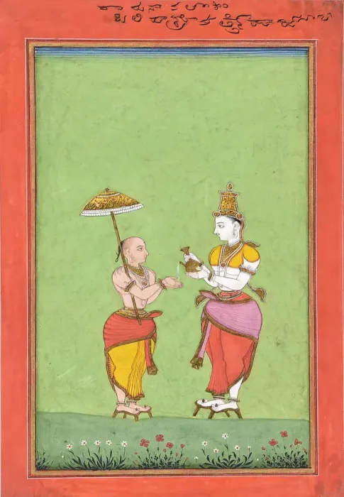 Framed Print : Vamana being blessed by King Bali, ca. 1780s. Creator: Unknown Framed Print : Vamana being blessed by King Bali, ca. 1780s. Creator: Unknown