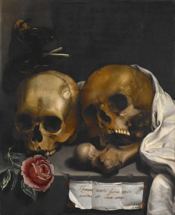 Framed Print : Vanitas Still Life, 1629. Creator: J Falk