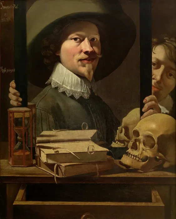 Framed Print : Vanitas Self-Portrait, 1679-1681. Creator: Steenwinckel, Antonie van (active 1671-1688) Framed Print : Vanitas Self-Portrait, 1679-1681. Creator: Steenwinckel, Antonie van (active 1671-1688)