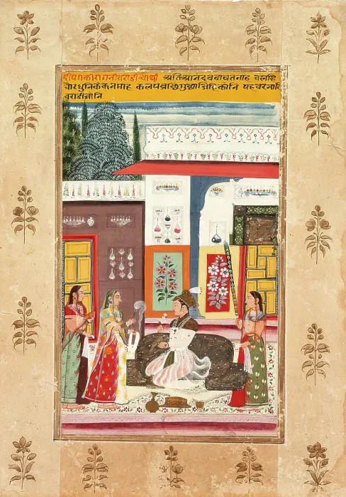 Framed Print : Varadi Ragini, Fourth Wife of Dipak Raga, Folio from a Ragamala... between 1675 and 1700. Creator: Unknown Framed Print : Varadi Ragini, Fourth Wife of Dipak Raga, Folio from a Ragamala... between 1675 and 1700. Creator: Unknown
