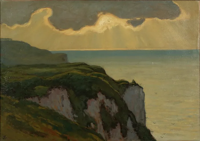 Framed Print : Varengeville. Yellow rays over the cliffs of Mordal. Creator: Auburtin, Jean Francis (1866-1930) Framed Print : Varengeville. Yellow rays over the cliffs of Mordal. Creator: Auburtin, Jean Francis (1866-1930)