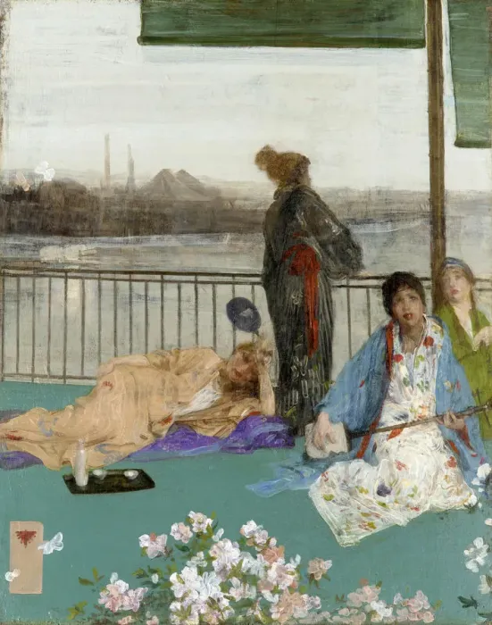 Framed Print : Variations in Flesh Colour and Green: The Balcony, c. 1870. Artist: Whistler, James Abbott McNeill (1834-1903) Framed Print : Variations in Flesh Colour and Green: The Balcony, c. 1870. Artist: Whistler, James Abbott McNeill (1834-1903)