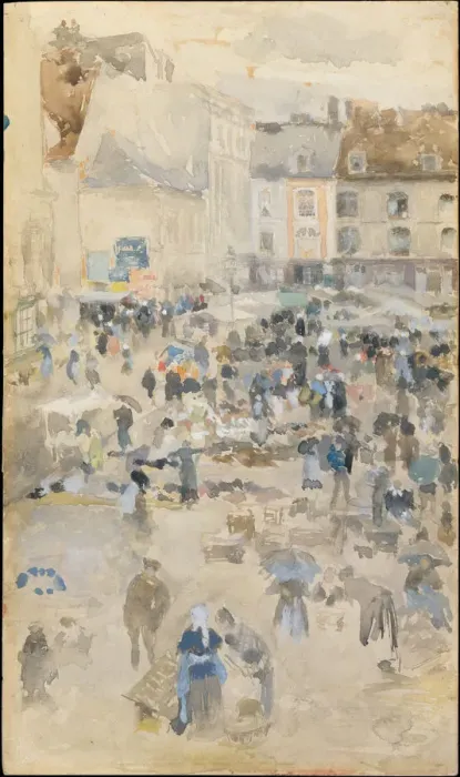Framed Print : Variations in Violet and Grey-Market Place, Dieppe, 1885. Creator: James Abbott Framed Print : Variations in Violet and Grey-Market Place, Dieppe, 1885. Creator: James Abbott