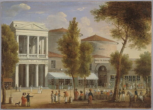 Variety theatre and le passage des Panoramas, boulevard Montmartre, c1825. Creator: Unknown
