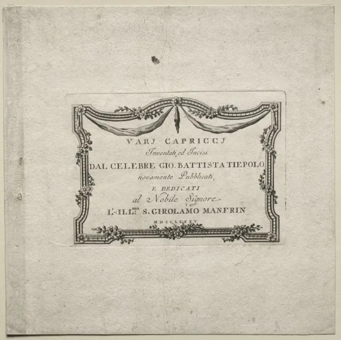 Framed Print : Various Caprices: Title Page, 1785. Creator: Giovanni Battista Tiepolo (Italian, 1696-1770) Framed Print : Various Caprices: Title Page, 1785. Creator: Giovanni Battista Tiepolo (Italian, 1696-1770)