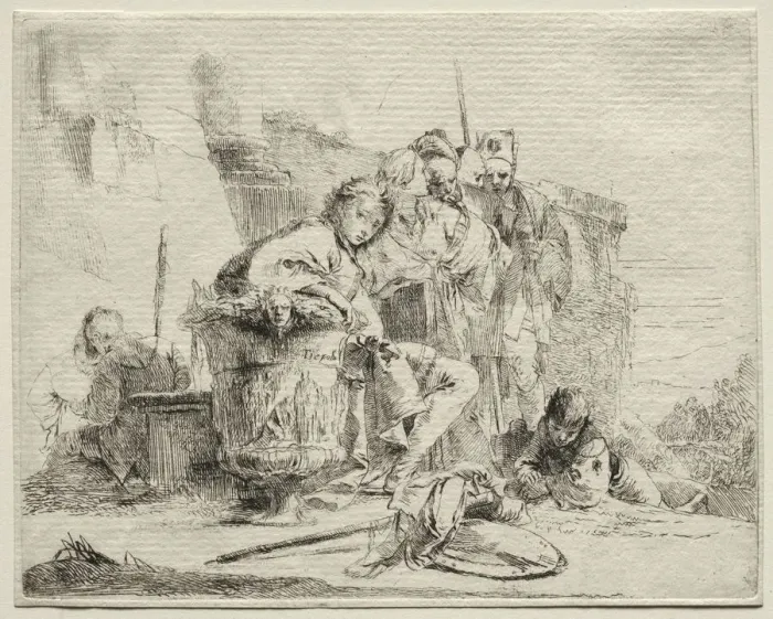 Framed Print : Various Caprices: Young Man Seated, Leaning Against an Urn. Creator: Giovanni Battista Tiepolo Framed Print : Various Caprices: Young Man Seated, Leaning Against an Urn. Creator: Giovanni Battista Tiepolo