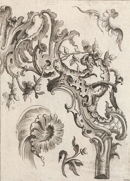 Various Designs for Rocaille Ornaments, Plate 3 from an Untitled Series of