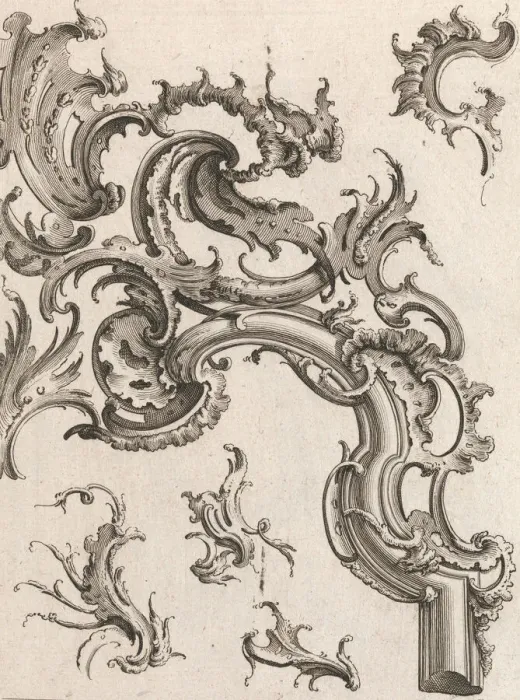 Framed Print : Various Designs for Rocaille Ornaments, Plate 1 from an Untitled Series of Framed Print : Various Designs for Rocaille Ornaments, Plate 1 from an Untitled Series of