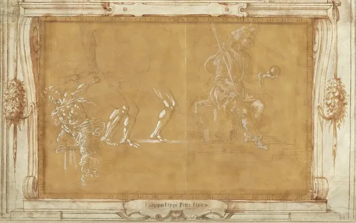 Framed Print : Various Figure Studies, c. 1493 / 1495. Creator: Filippino Lippi Framed Print : Various Figure Studies, c. 1493 / 1495. Creator: Filippino Lippi