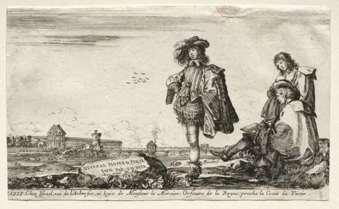 Framed Print : Various Figures and Landscapes, 1649. Creator: Stefano Della Bella (Italian, 1610-1664)