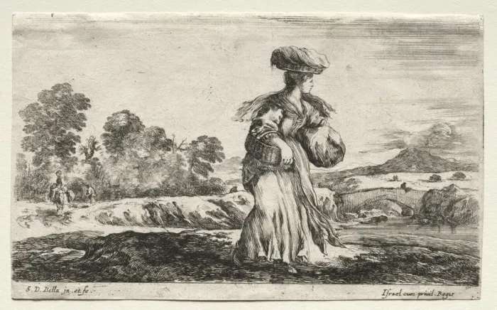 Framed Print : Various Figures and Landscapes: Peasant Woman Carrying a Basket on her Head, 1649 Framed Print : Various Figures and Landscapes: Peasant Woman Carrying a Basket on her Head, 1649