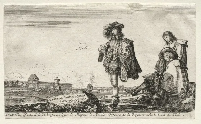 Framed Print : Various Figures and Landscapes: Title Page - Three Figures, 1649. Creator: Stefano Della Bella Framed Print : Various Figures and Landscapes: Title Page - Three Figures, 1649. Creator: Stefano Della Bella