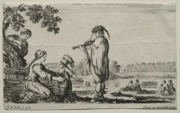 Framed Print : Various Figures and Landscapes: A Violin Player, 1649. Creator: Stefano Della Bella (Italian Framed Print : Various Figures and Landscapes: A Violin Player, 1649. Creator: Stefano Della Bella (Italian