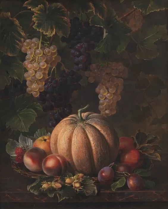 Framed Print : Various Fruits, including Melon and Grapes, 1852. Creator: Johan Laurentz Jensen Framed Print : Various Fruits, including Melon and Grapes, 1852. Creator: Johan Laurentz Jensen