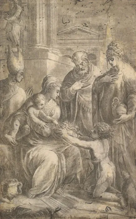 Framed Print : Various Saints Witnessing John the Baptists Homage to the Infant Christ Framed Print : Various Saints Witnessing John the Baptists Homage to the Infant Christ