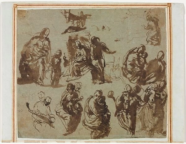 Various Sketches of the Madonna and Child, c. 1580. Creator: Paolo Veronese (Italian, 1528-1588)