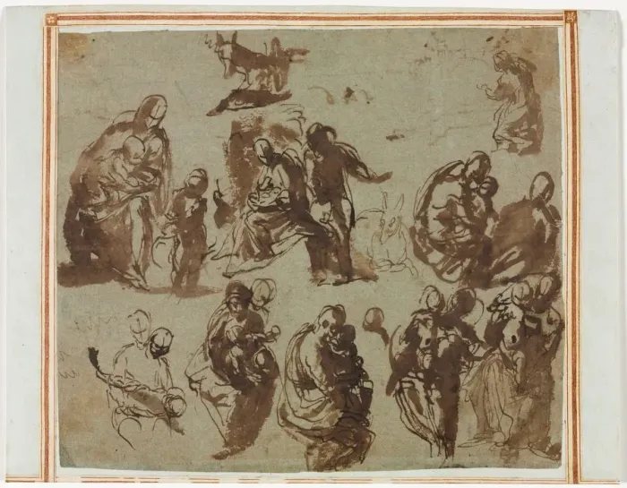 Framed Print : Various Sketches of the Madonna and Child, c. 1580. Creator: Paolo Veronese (Italian, 1528-1588) Framed Print : Various Sketches of the Madonna and Child, c. 1580. Creator: Paolo Veronese (Italian, 1528-1588)