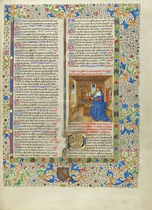 Framed Print : Varro in His Study; Cite de Dieu, about 1440-1450. Creator: Master of the Oxford Hours Framed Print : Varro in His Study; Cite de Dieu, about 1440-1450. Creator: Master of the Oxford Hours