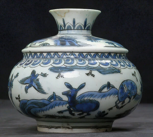 Vase with Animals in a Landscape, Iran, 17th century. Creator: Unknown